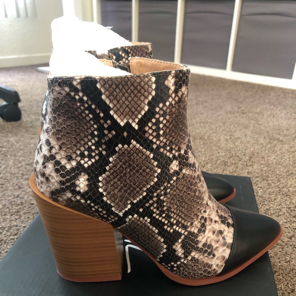 Snakeskin booties
